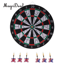 Load image into Gallery viewer, MagiDeal Professional 15&quot; Flocking Dartboard - Double-sided Dart Board with 6 Brass Darts Set Fitness Equipment