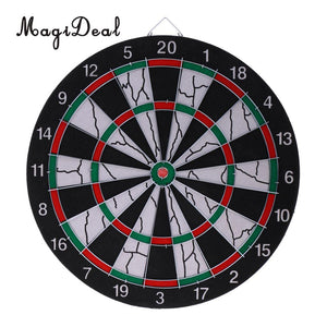 MagiDeal Professional 15" Flocking Dartboard - Double-sided Dart Board with 6 Brass Darts Set Fitness Equipment